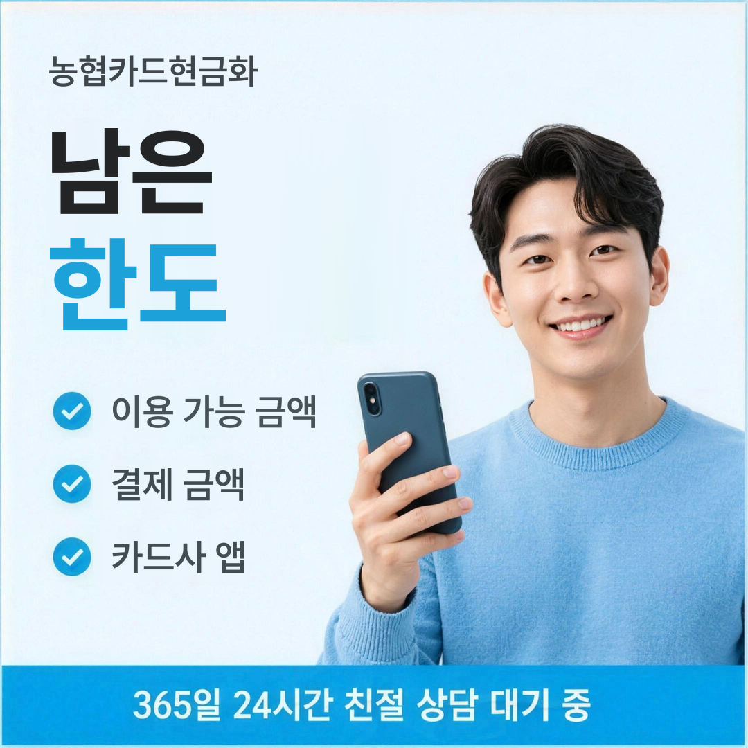 다음머니 농협카드현금화 남은 한도 안내
