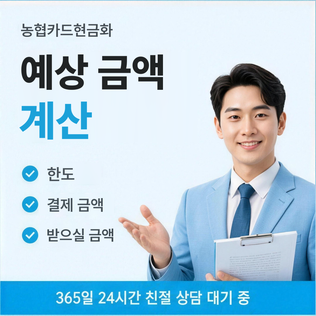 다음머니 농협카드현금화 예상 금액 계산 안내